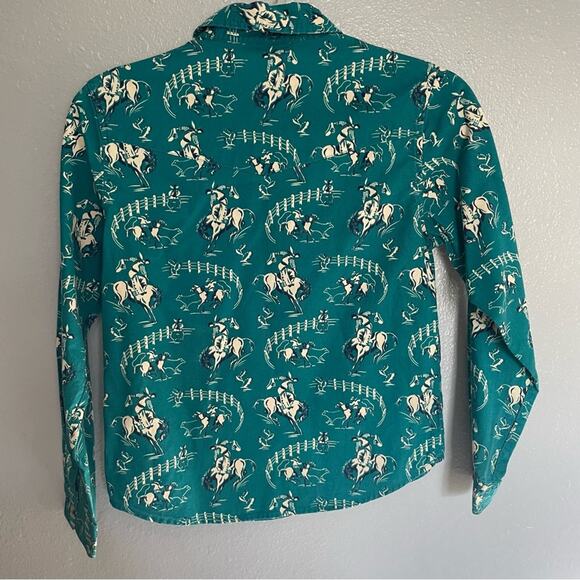 Vintage Five Star by Roper Cowboy Print Button Down Shirt XL (14) - Picture 3 of 5